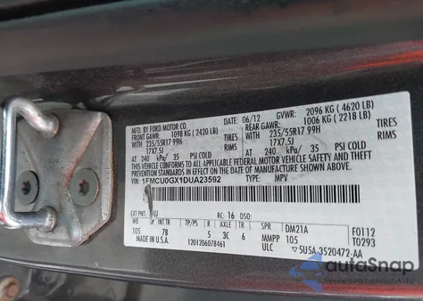 2013 Ford Escape Se из США, поврежденный, VIN 1FMCU0GX1DUA23592